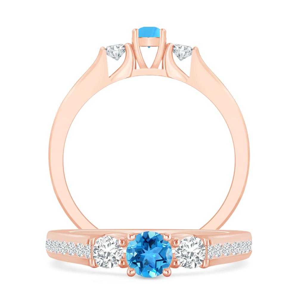 Rose Gold - Blue Topaz