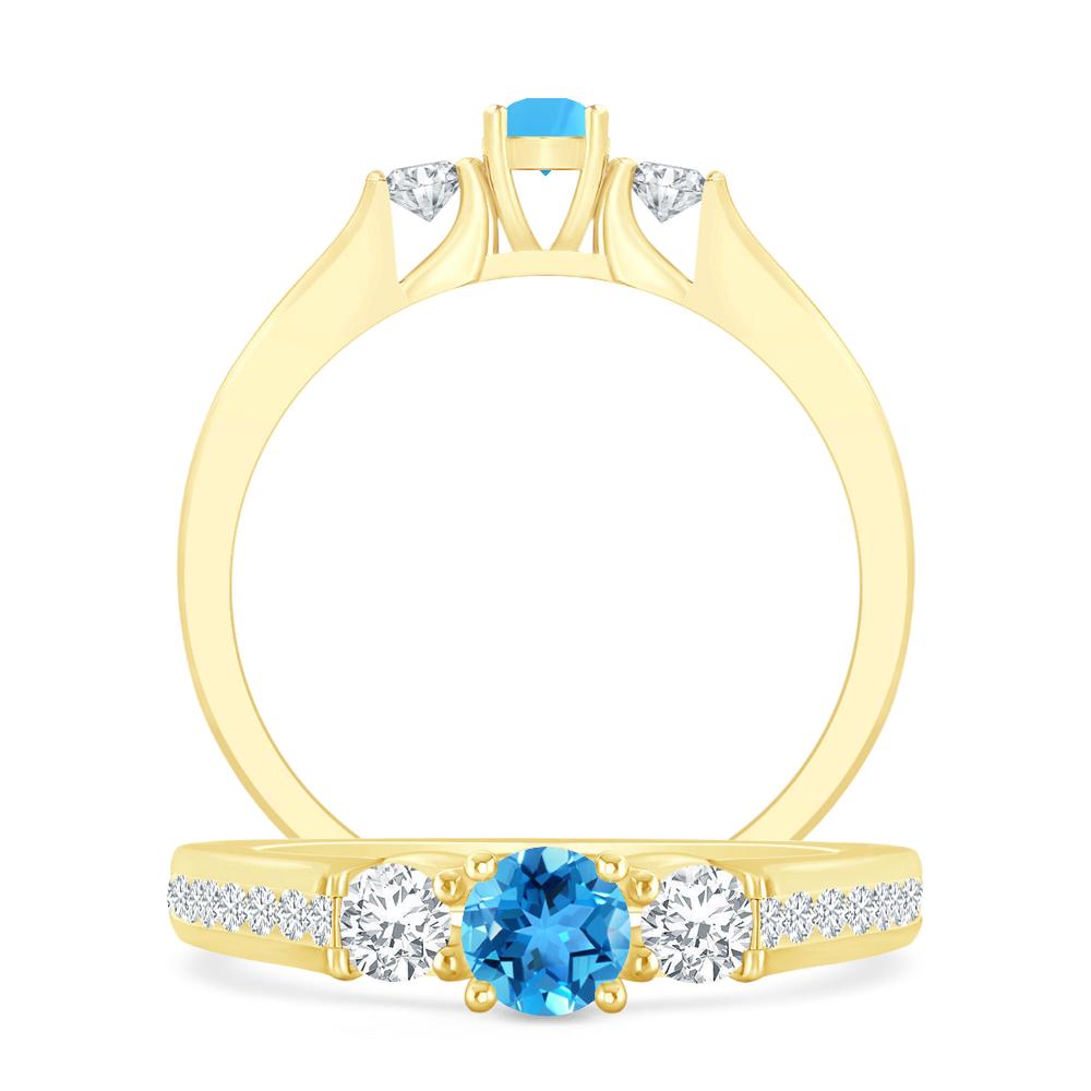 Yellow Gold - Blue Topaz