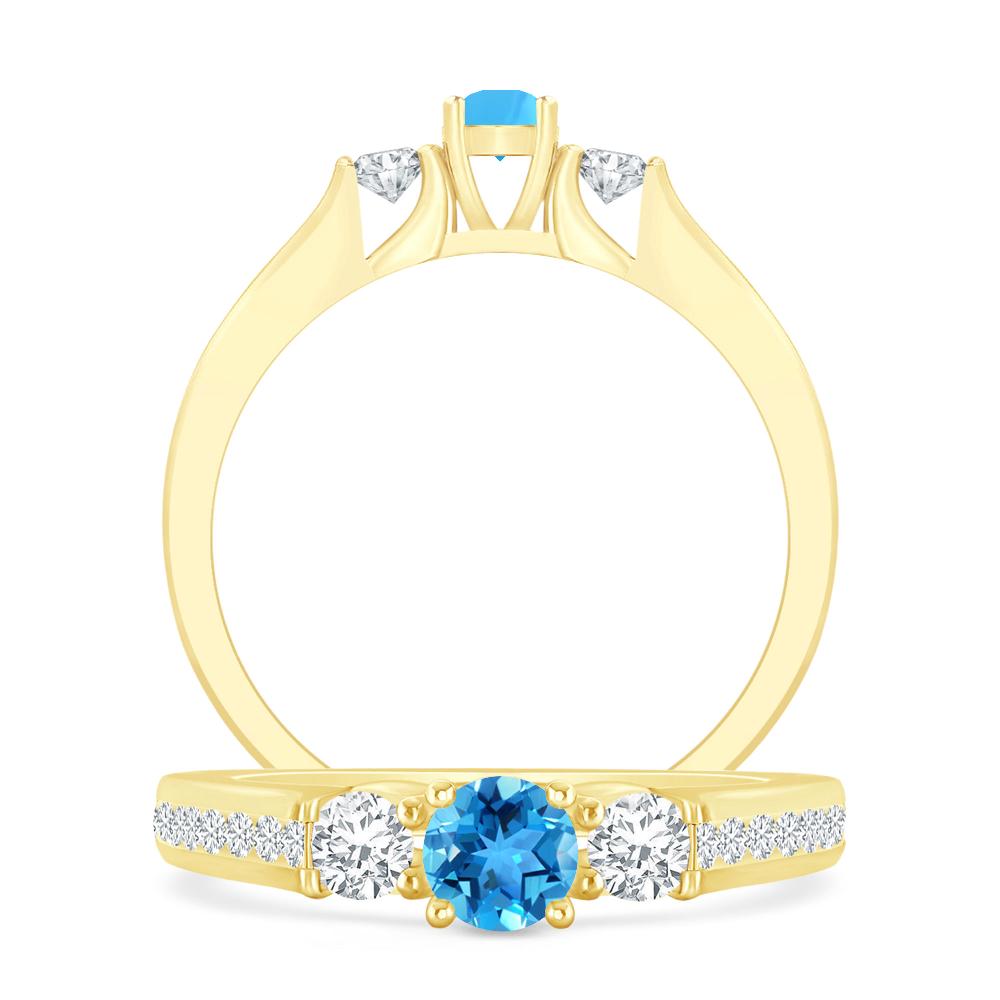 Yellow Gold - Blue Topaz