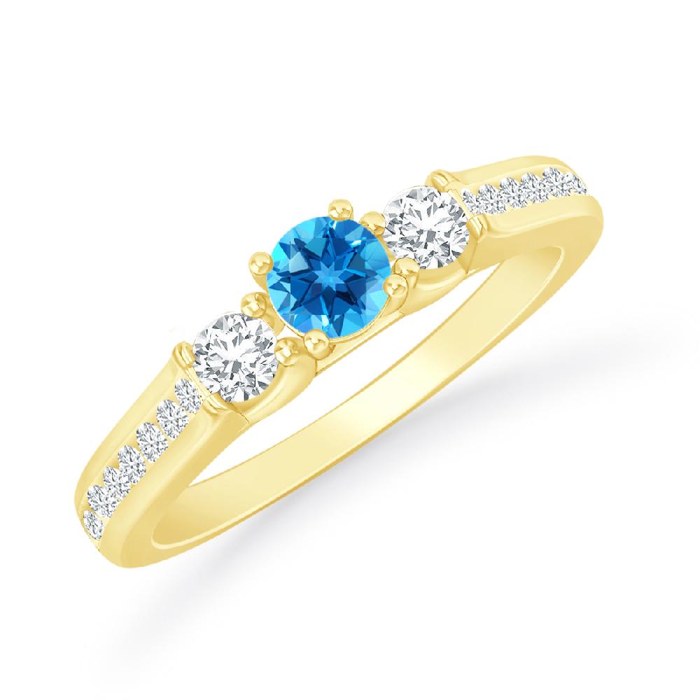 Yellow Gold - Blue Topaz