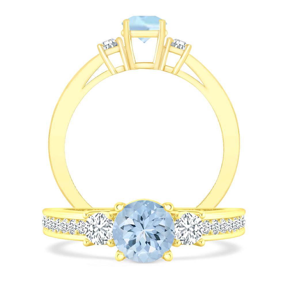 Yellow Gold - Aquamarine