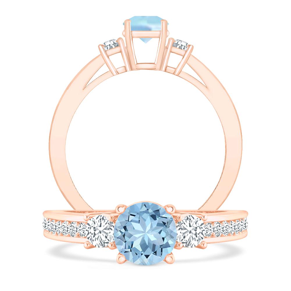 Rose Gold - Aquamarine