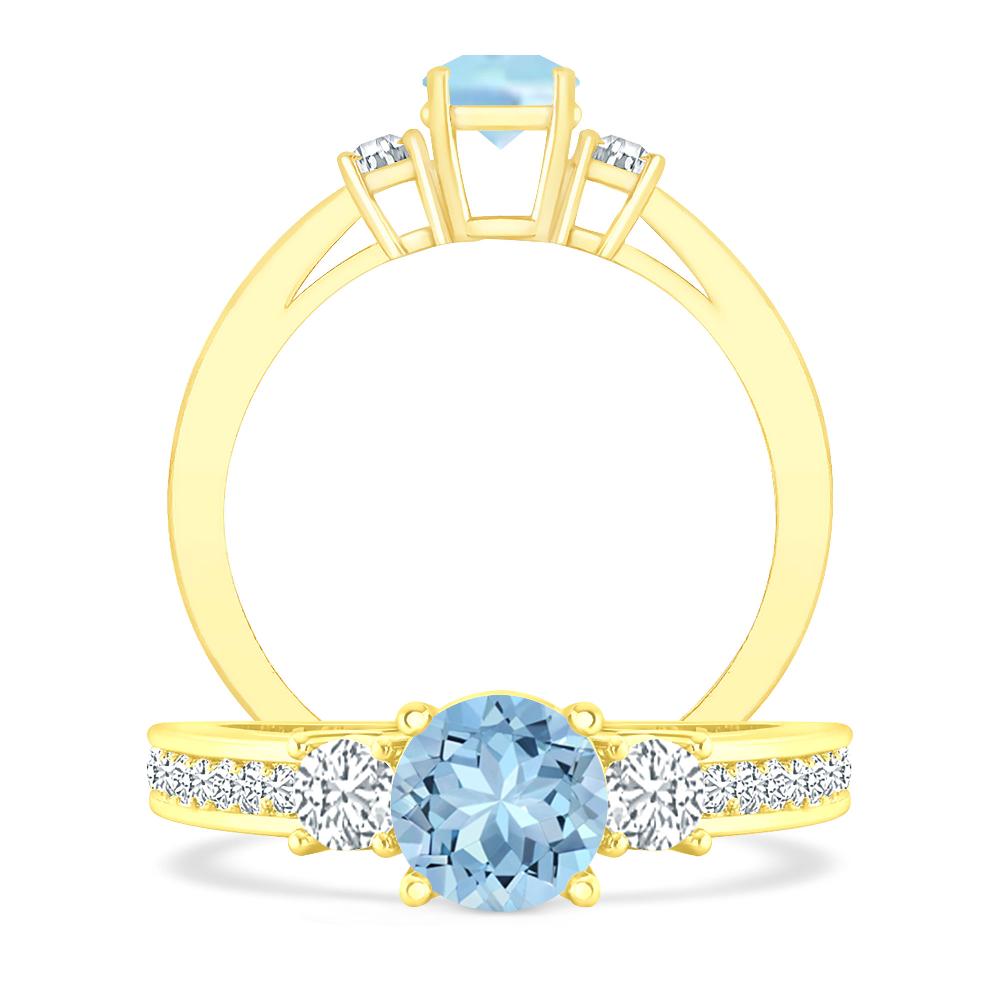 Yellow Gold - Aquamarine