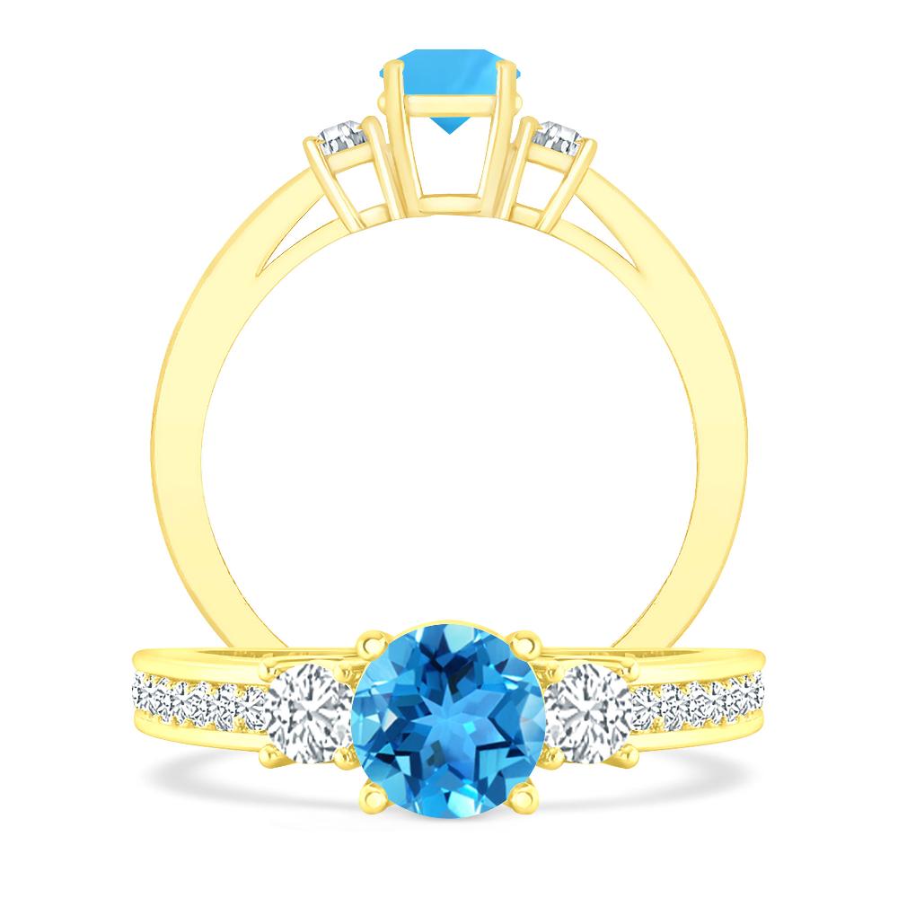 Yellow Gold - Blue Topaz