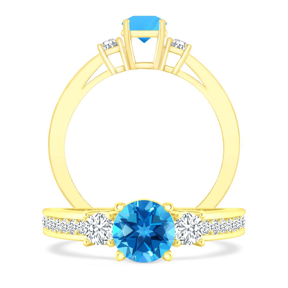Yellow Gold - Blue Topaz