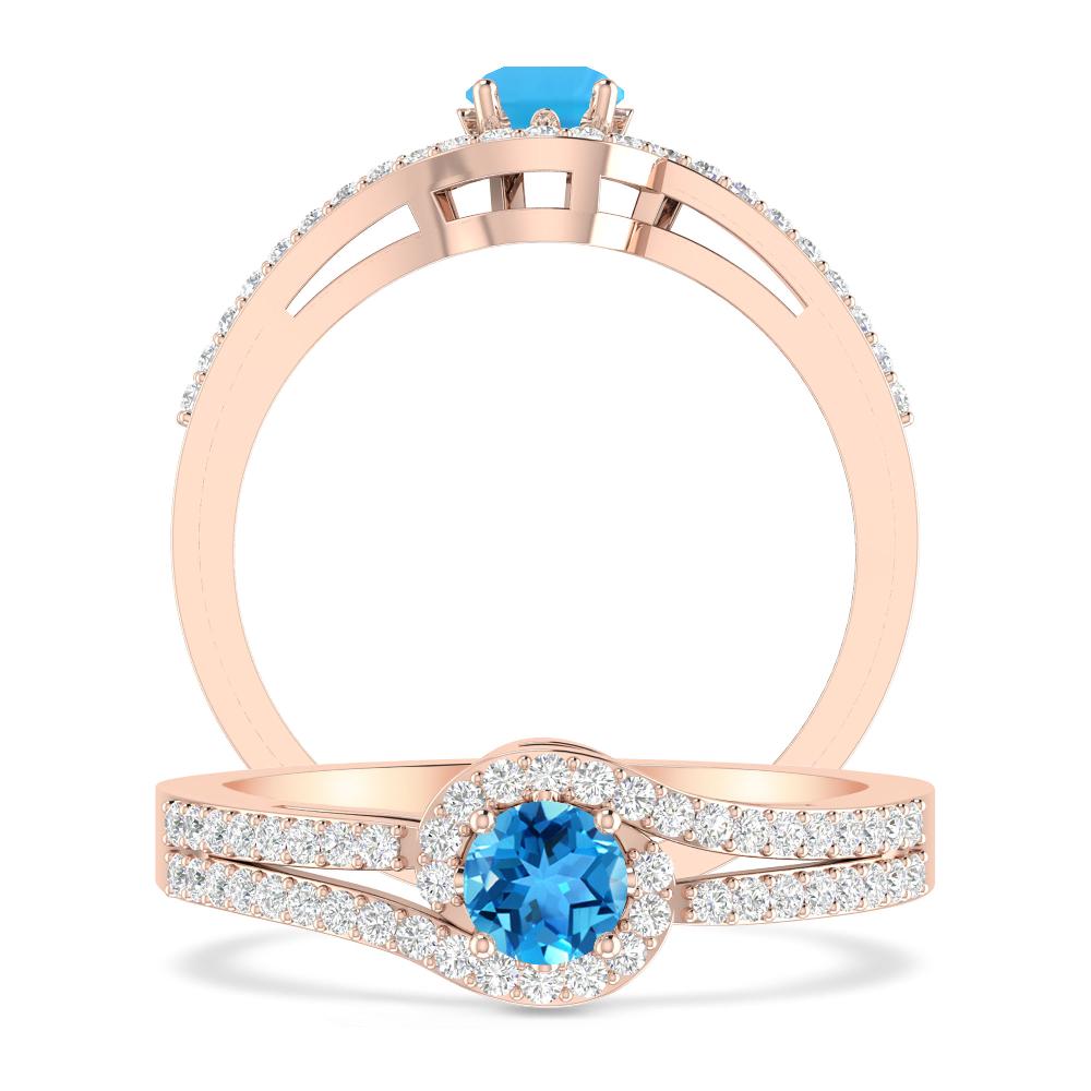 Rose Gold - Blue Topaz
