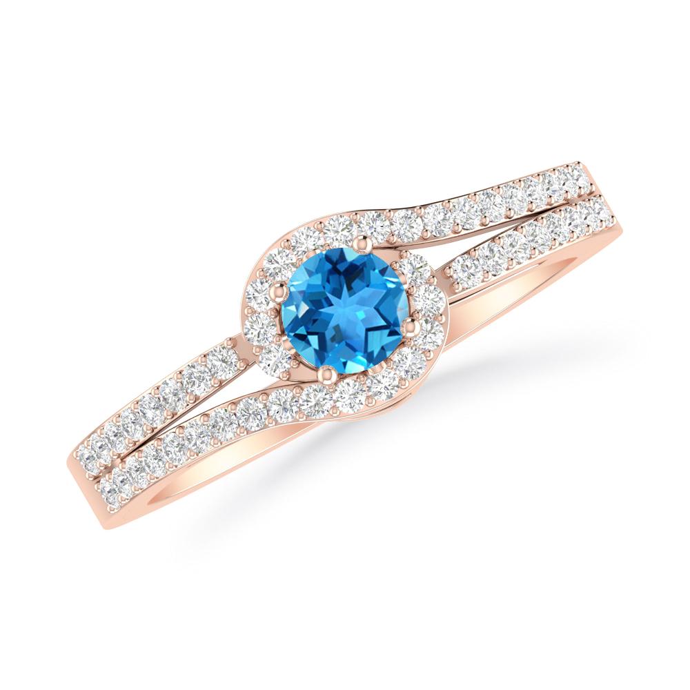 Rose Gold - Blue Topaz