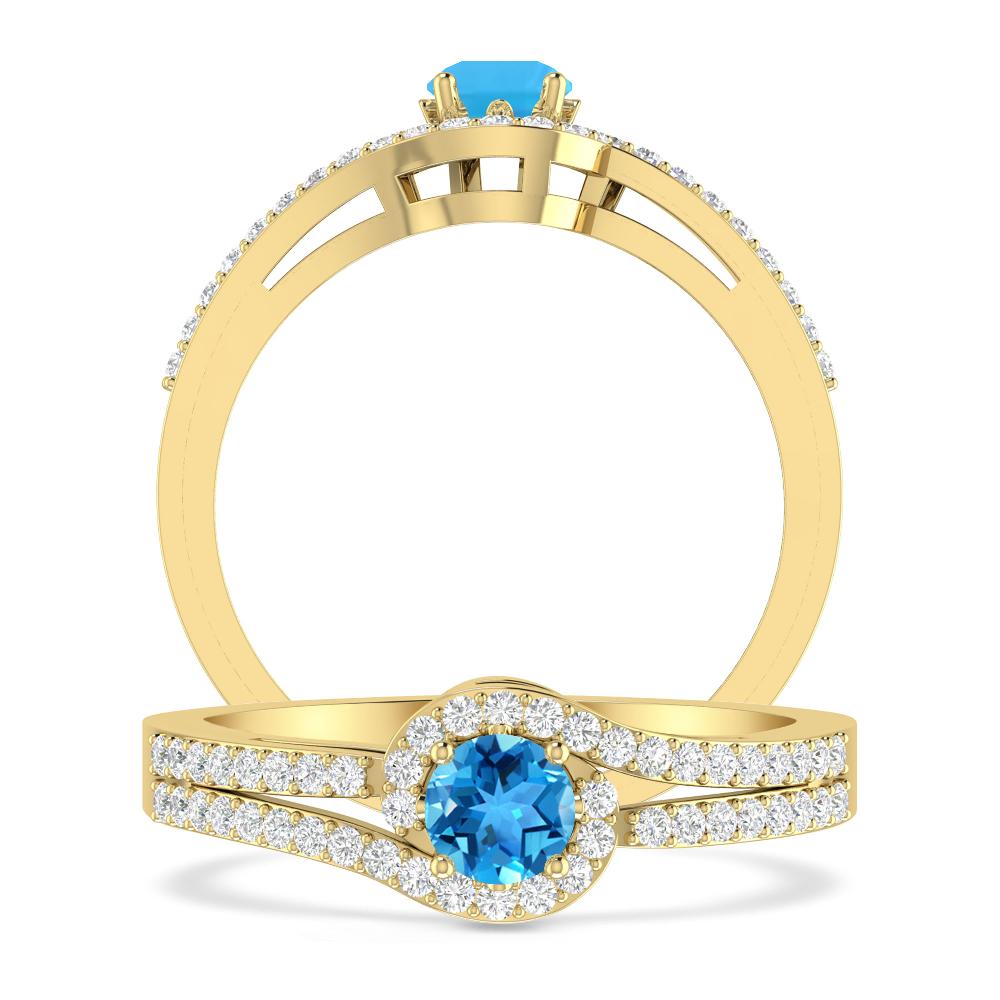 Yellow Gold - Blue Topaz