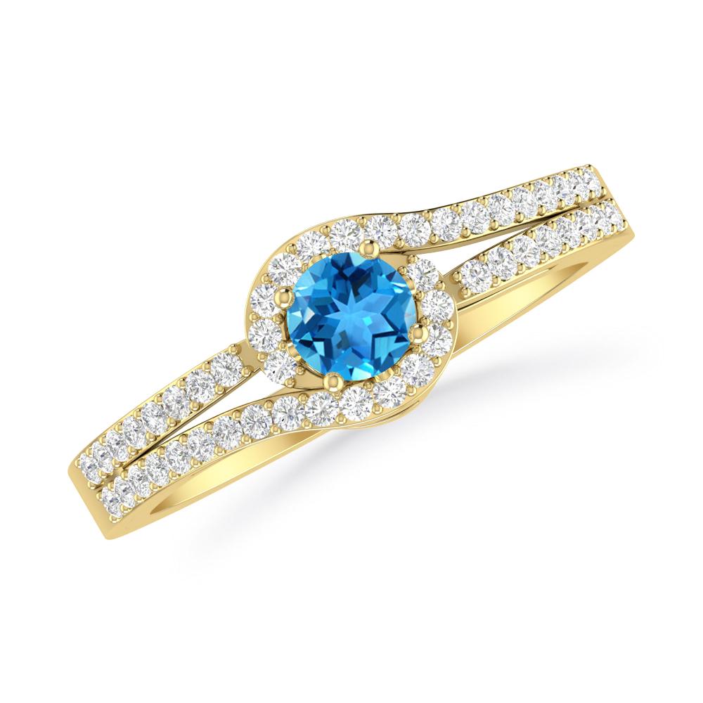 Yellow Gold - Blue Topaz