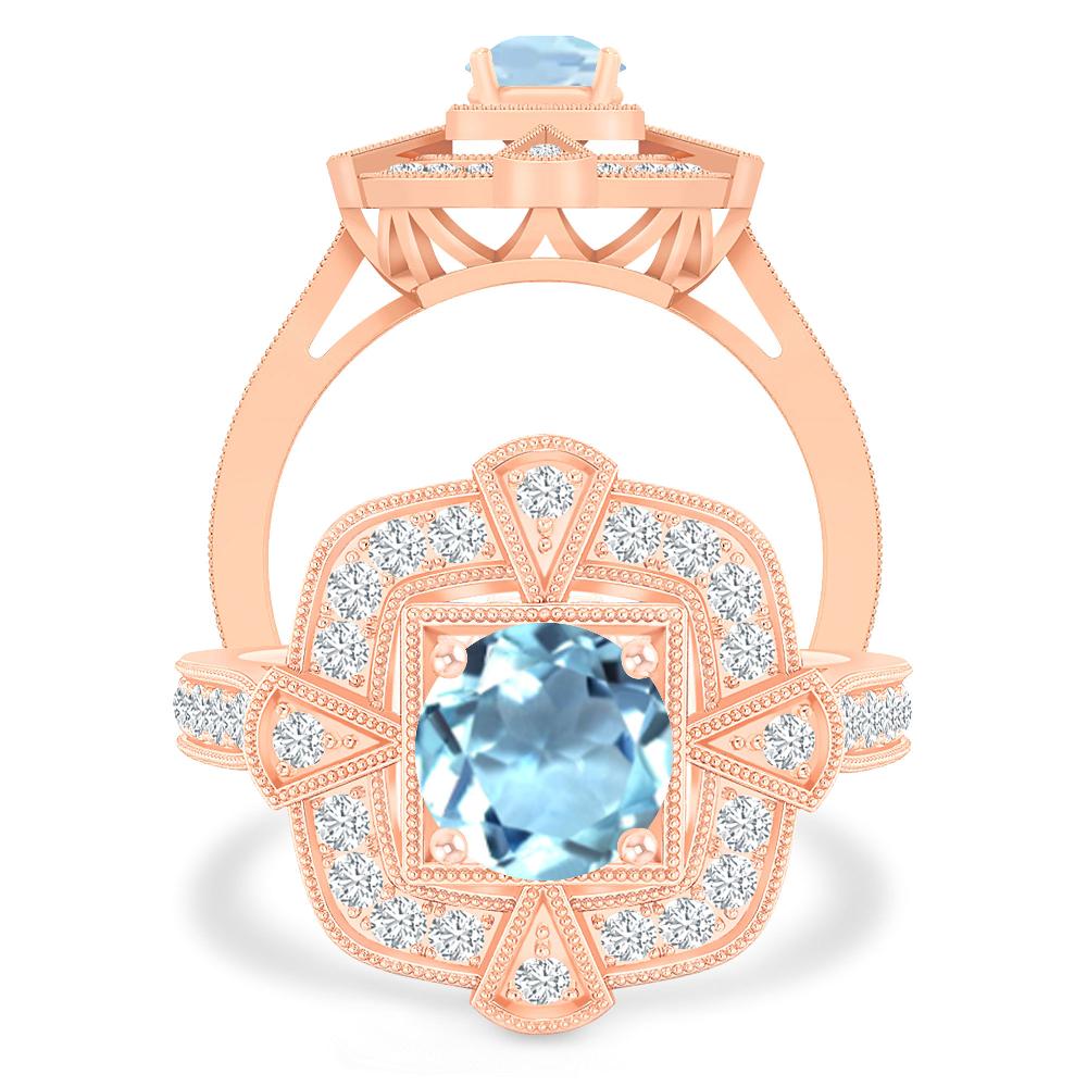 Rose Gold - Aquamarine