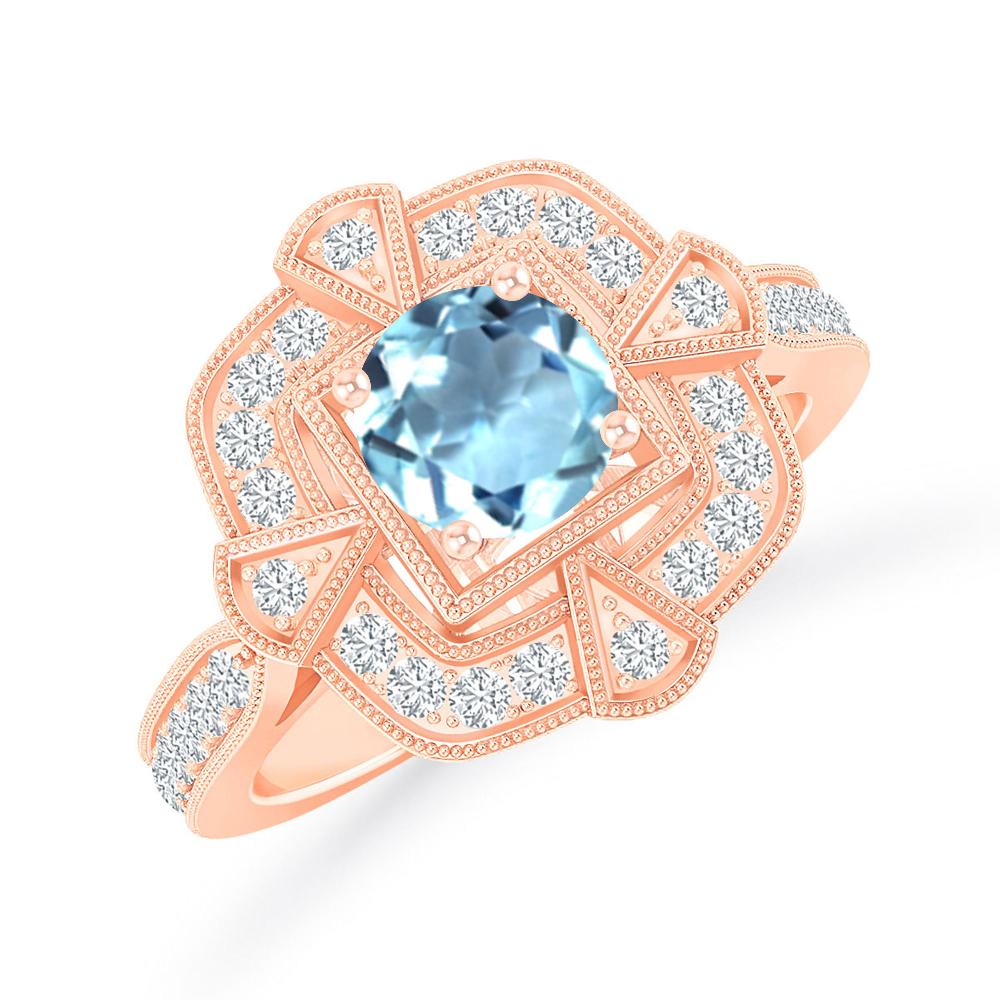 Rose Gold - Aquamarine