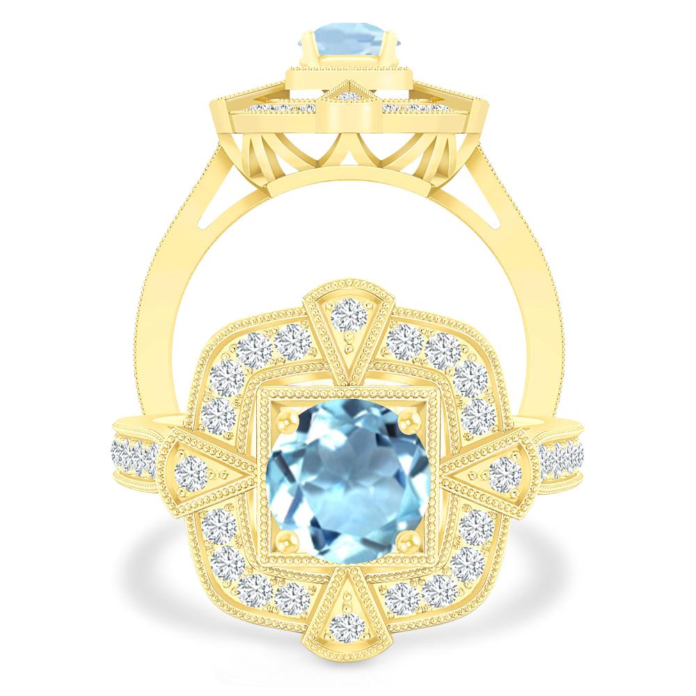 Yellow Gold - Aquamarine