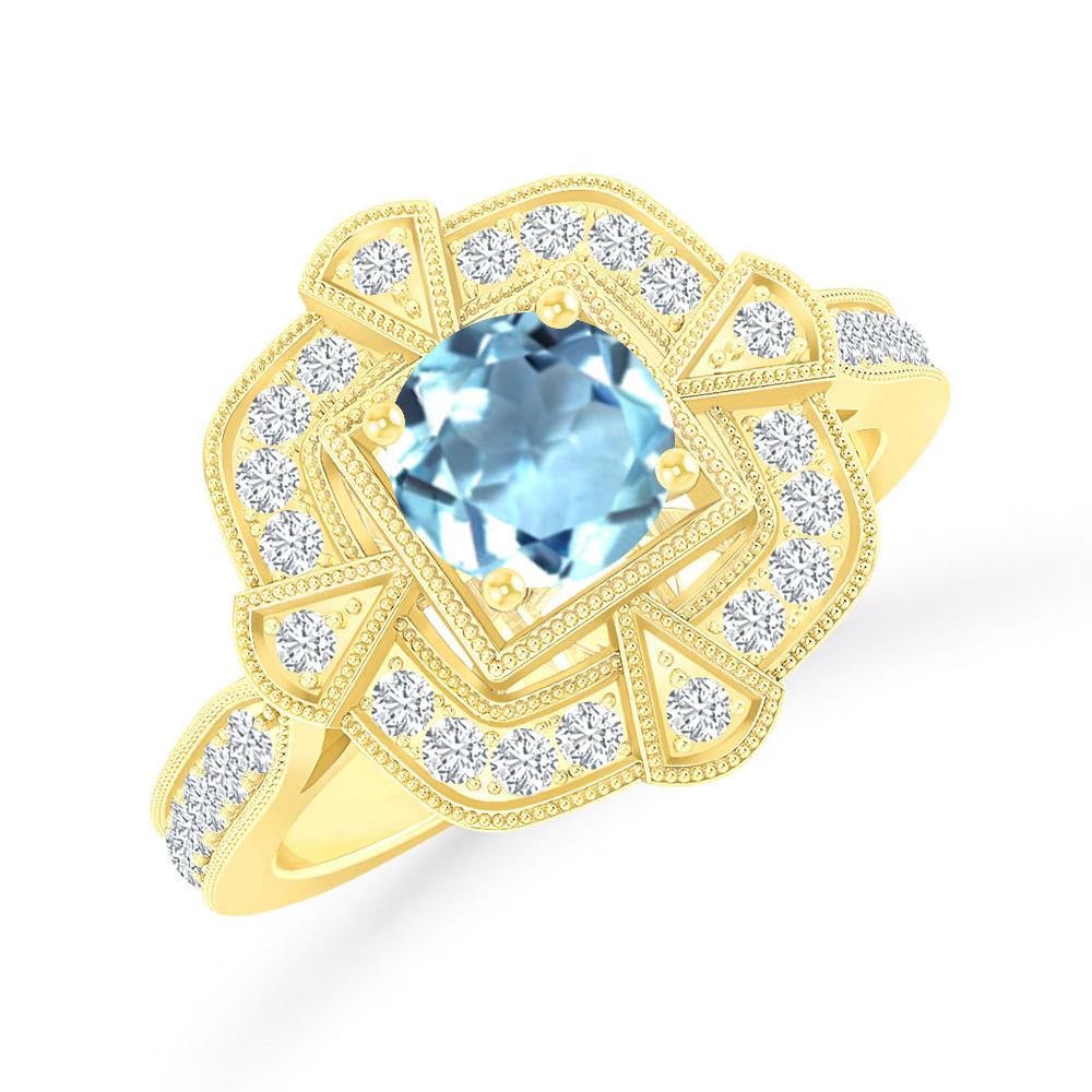 Yellow Gold - Aquamarine