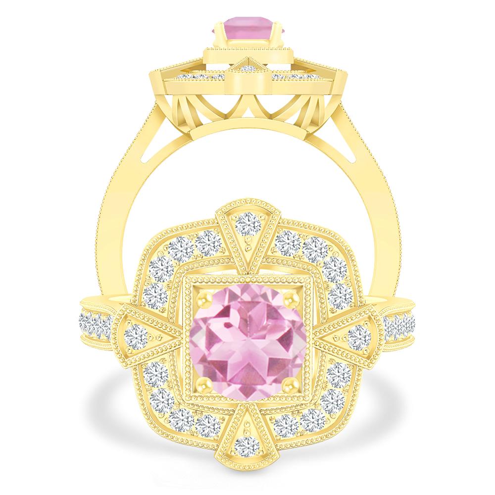 Yellow Gold - Pink Tourmaline