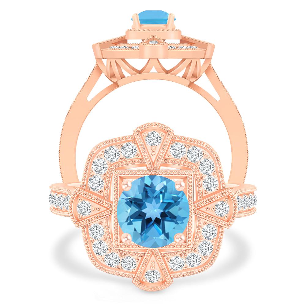 Rose Gold - Blue Topaz