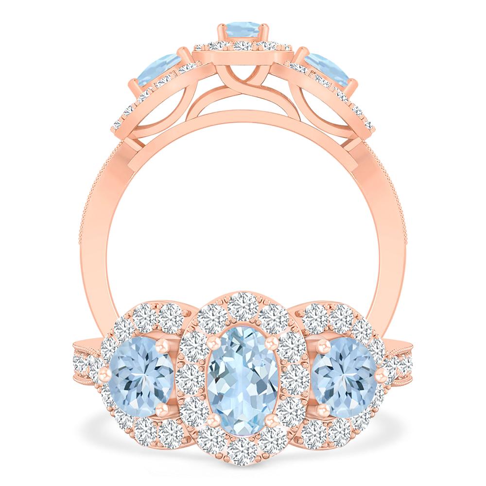 Rose Gold - Aquamarine