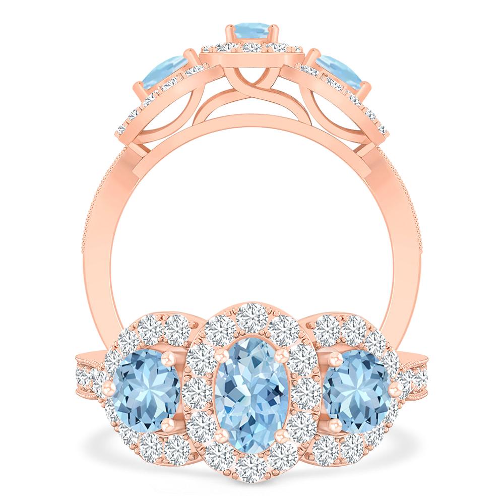 Rose Gold - Aquamarine