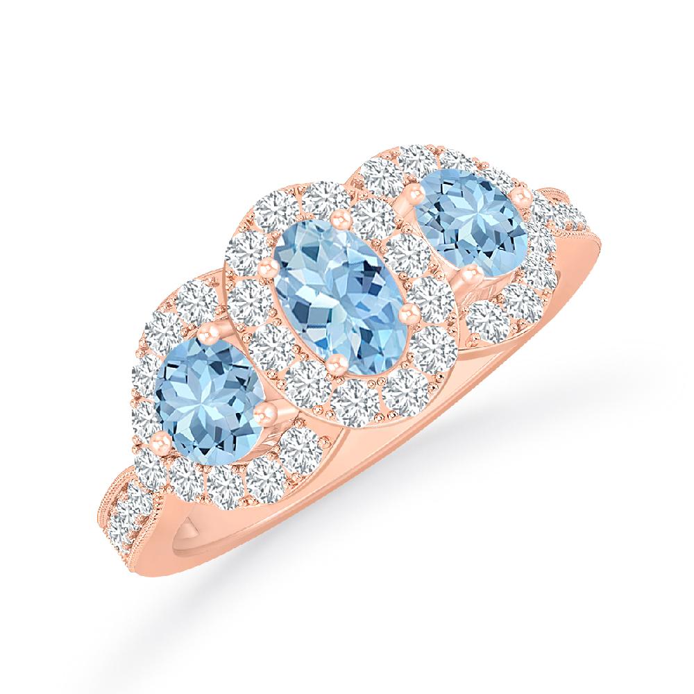 Rose Gold - Aquamarine