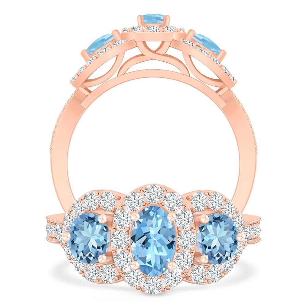 Rose Gold - Aquamarine
