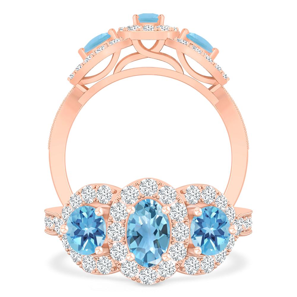 Rose Gold - Blue Topaz