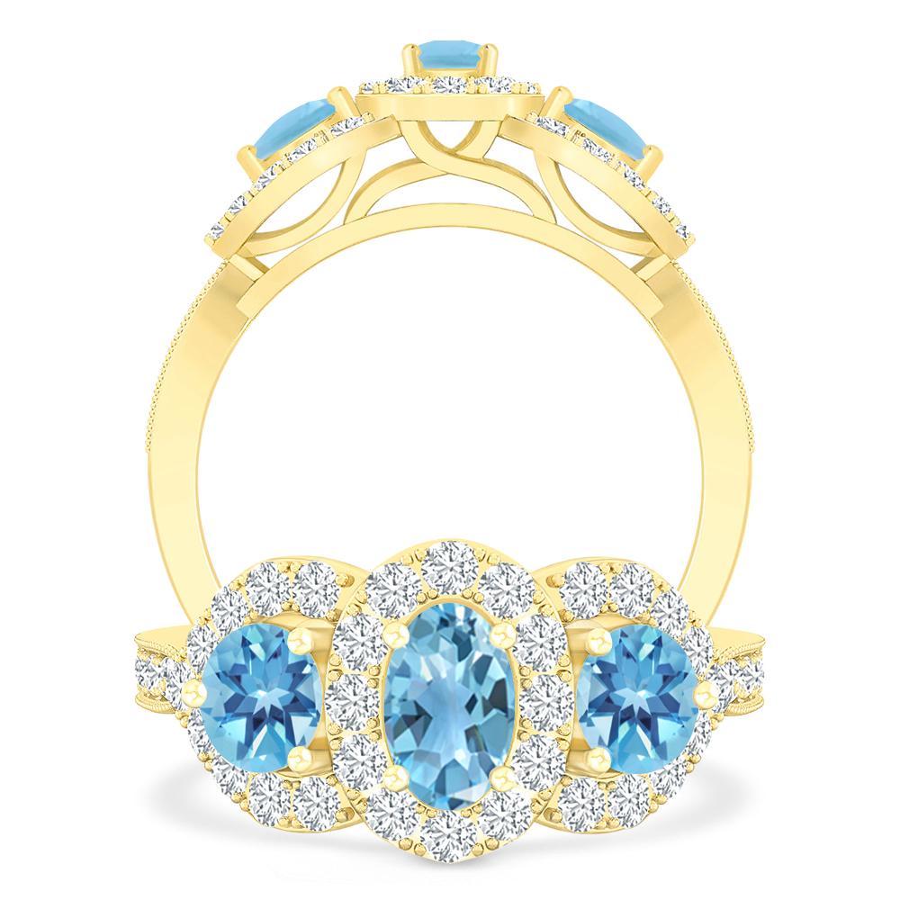 Yellow Gold - Blue Topaz