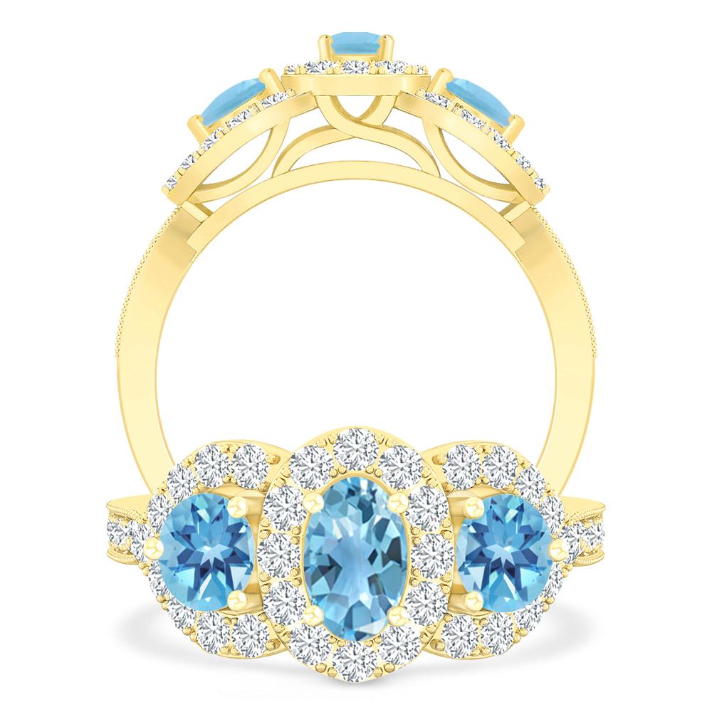 Yellow Gold - Blue Topaz