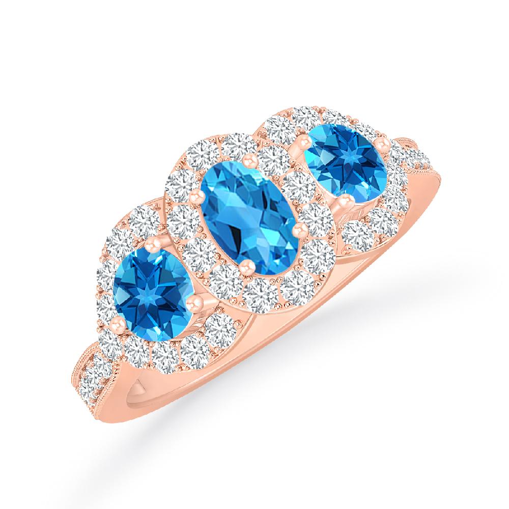 Rose Gold - Blue Topaz