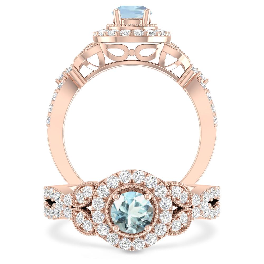 Rose Gold - Aquamarine