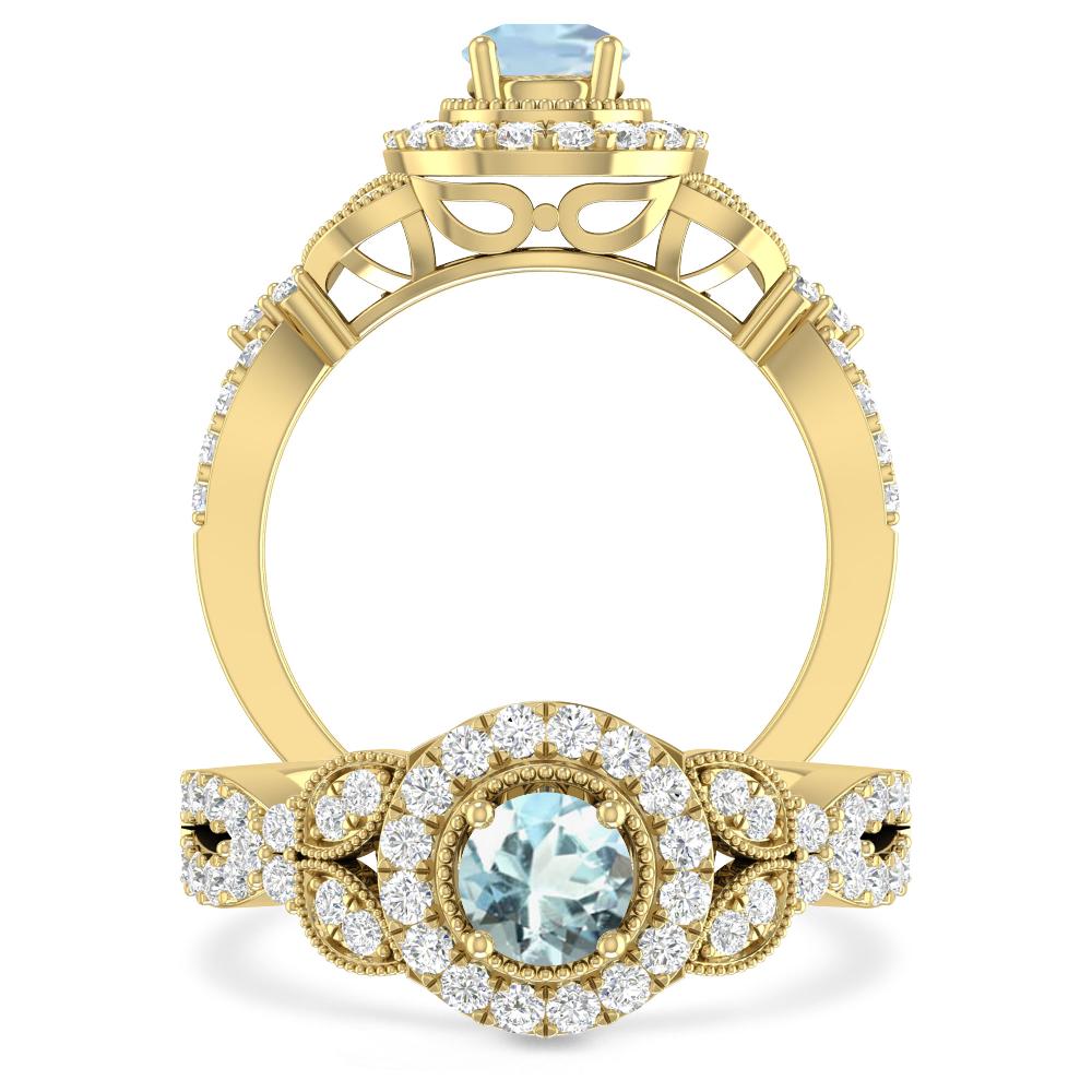 Yellow Gold - Aquamarine