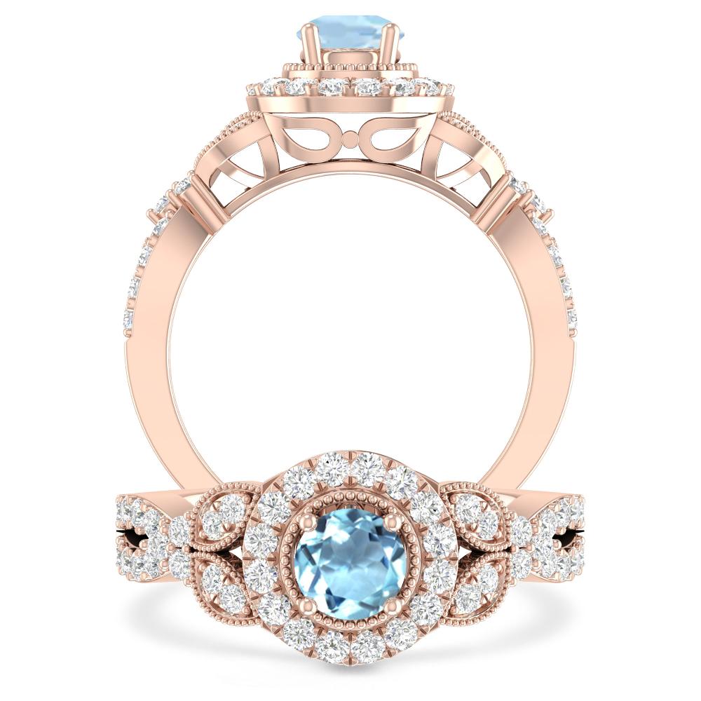 Rose Gold - Aquamarine