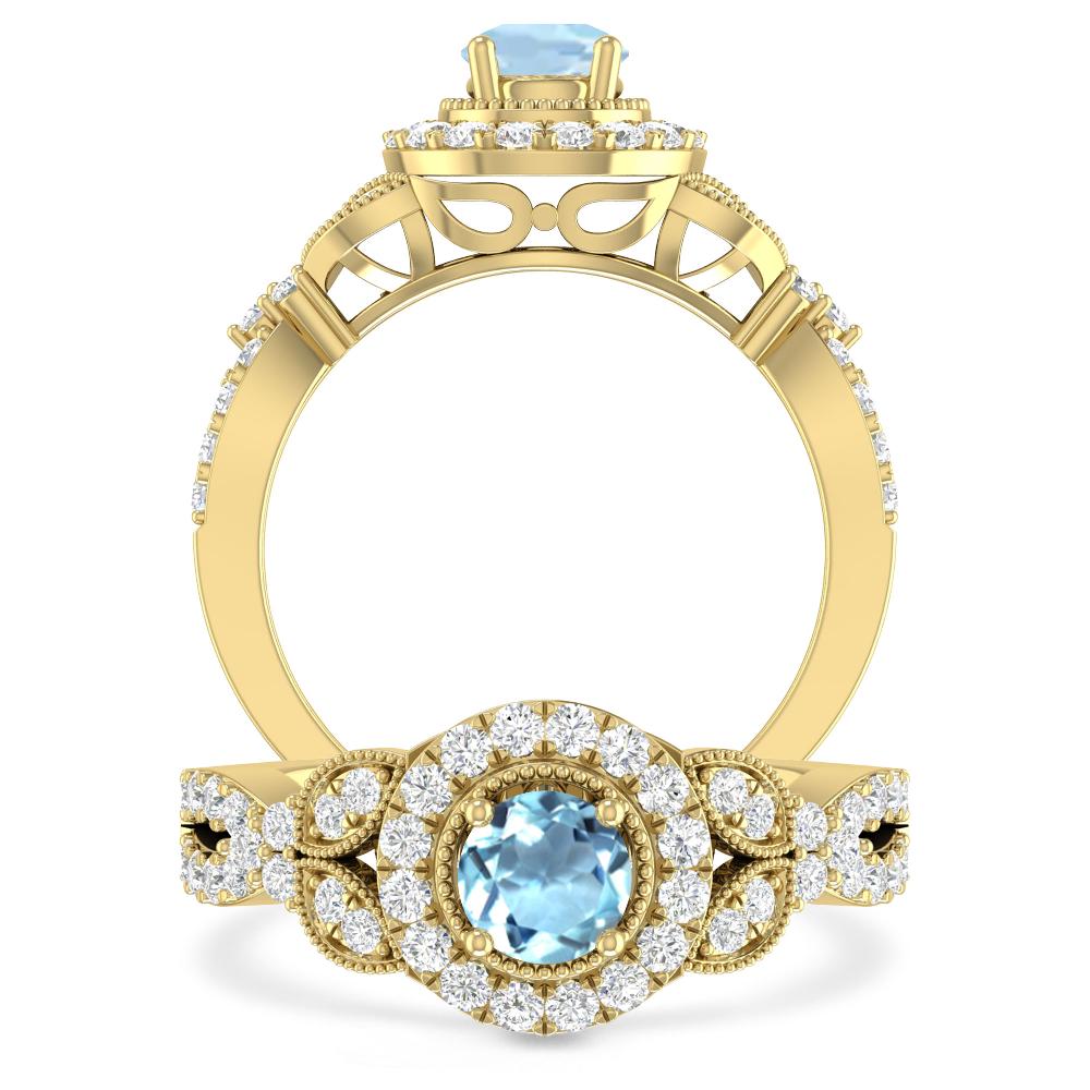 Yellow Gold - Aquamarine