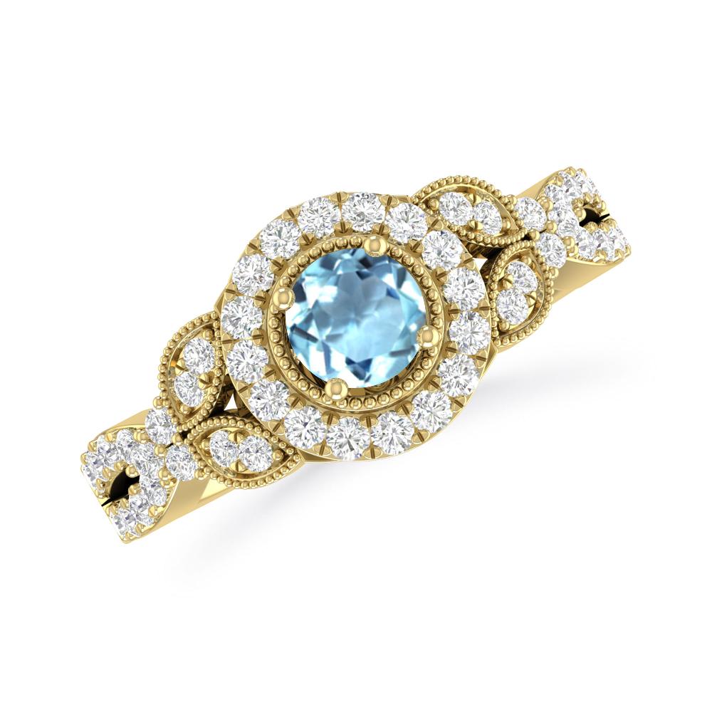 Yellow Gold - Aquamarine