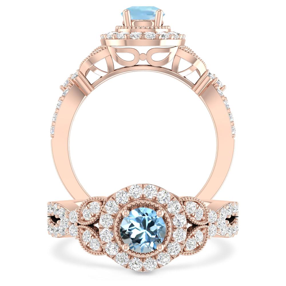 Rose Gold - Aquamarine