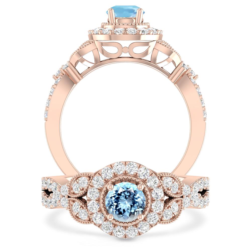 Rose Gold - Aquamarine