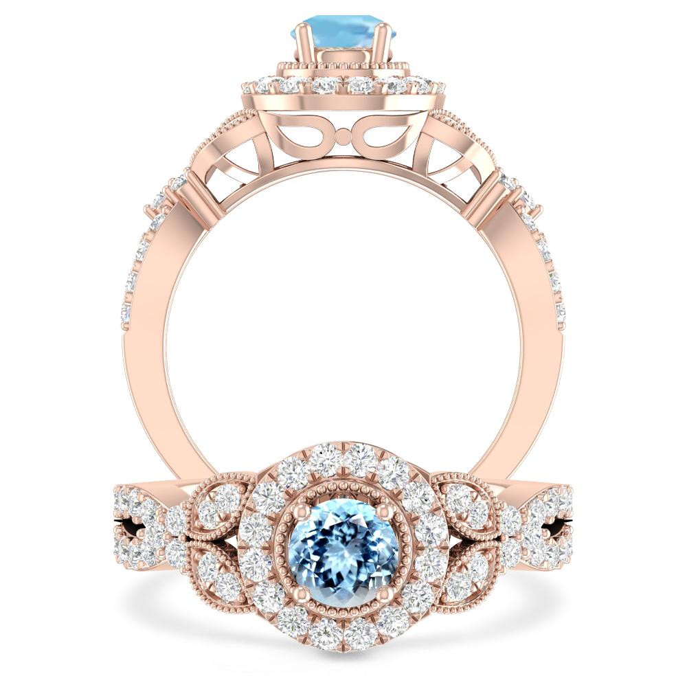 Rose Gold - Aquamarine