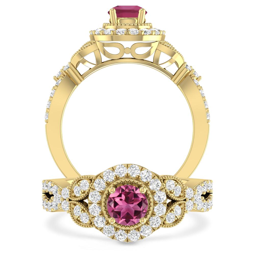 Yellow Gold - Pink Tourmaline