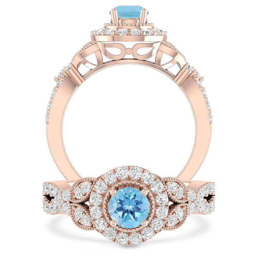 Rose Gold - Blue Topaz