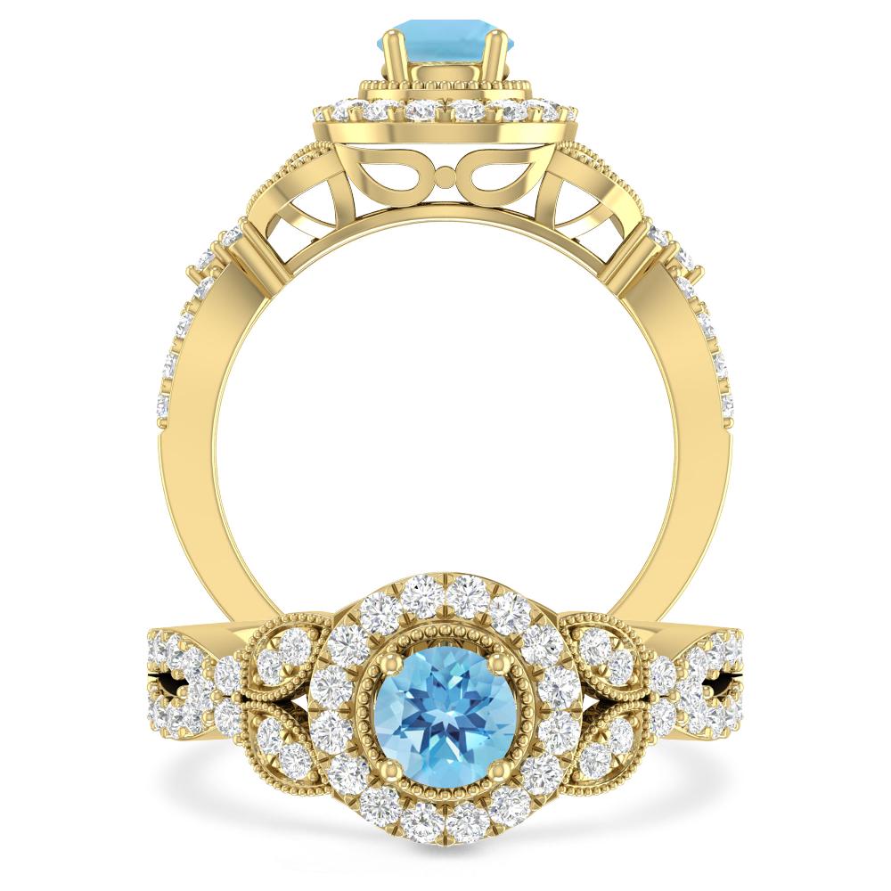 Yellow Gold - Blue Topaz