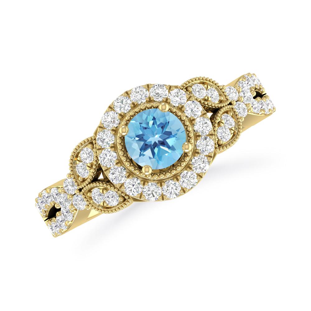 Yellow Gold - Blue Topaz