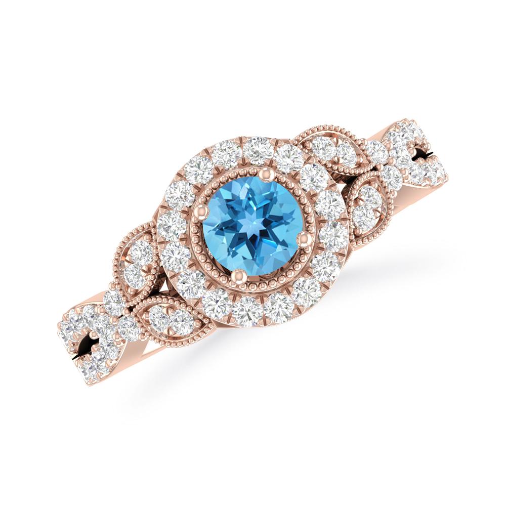 Rose Gold - Blue Topaz