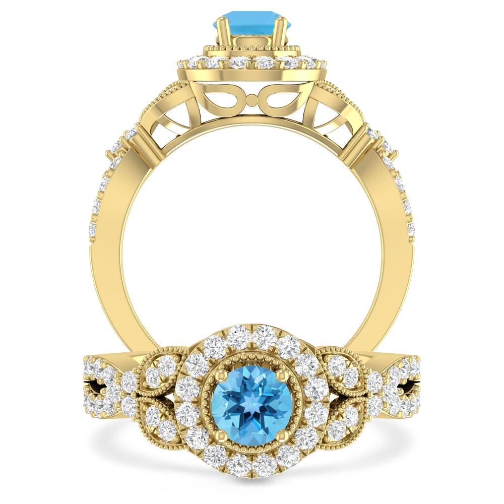 Yellow Gold - Blue Topaz