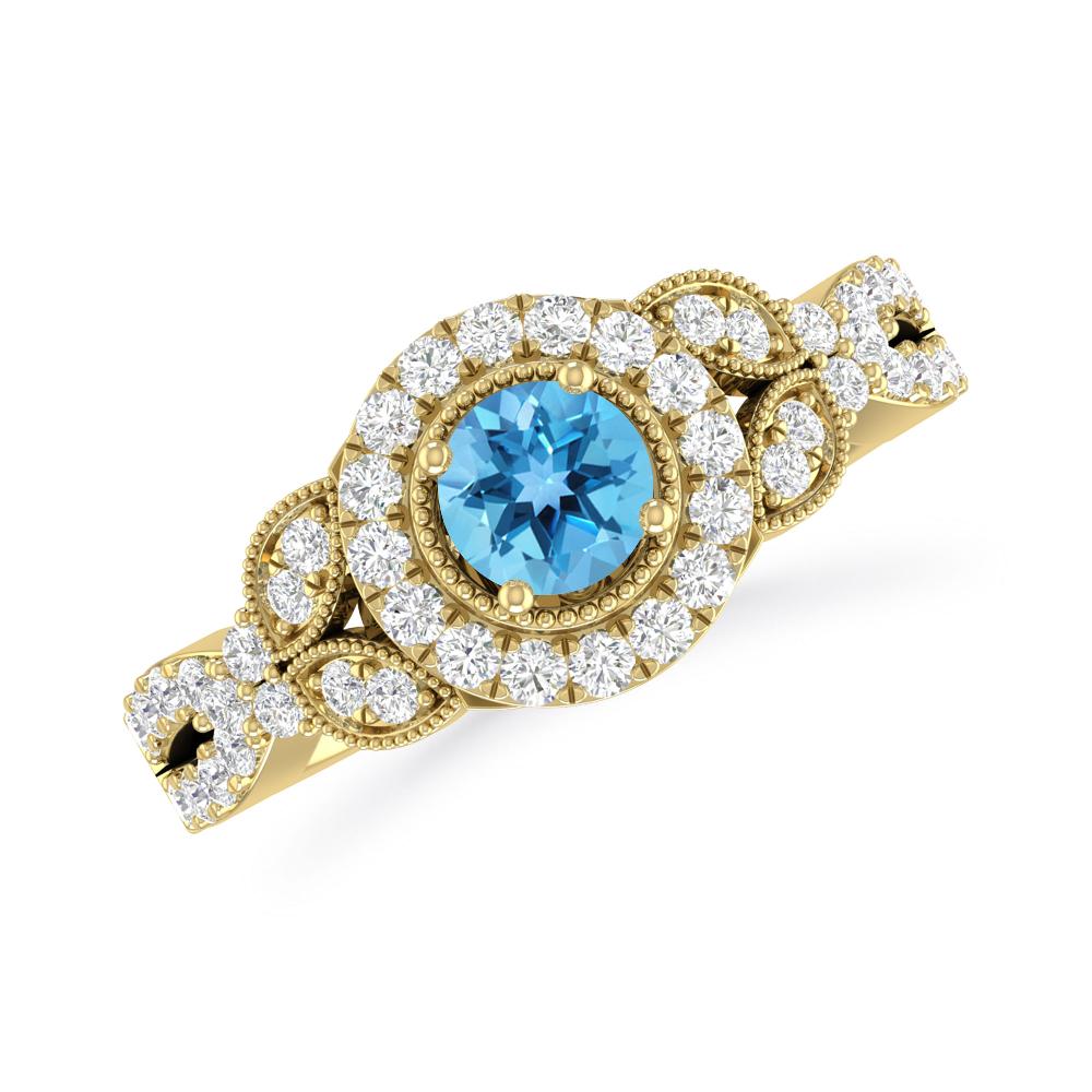 Yellow Gold - Blue Topaz