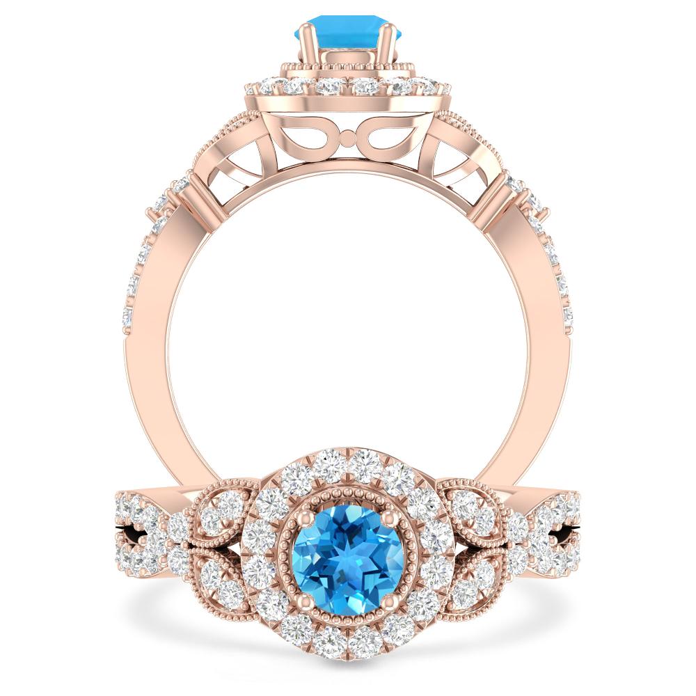 Rose Gold - Blue Topaz