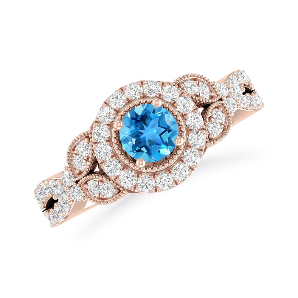 Rose Gold - Blue Topaz