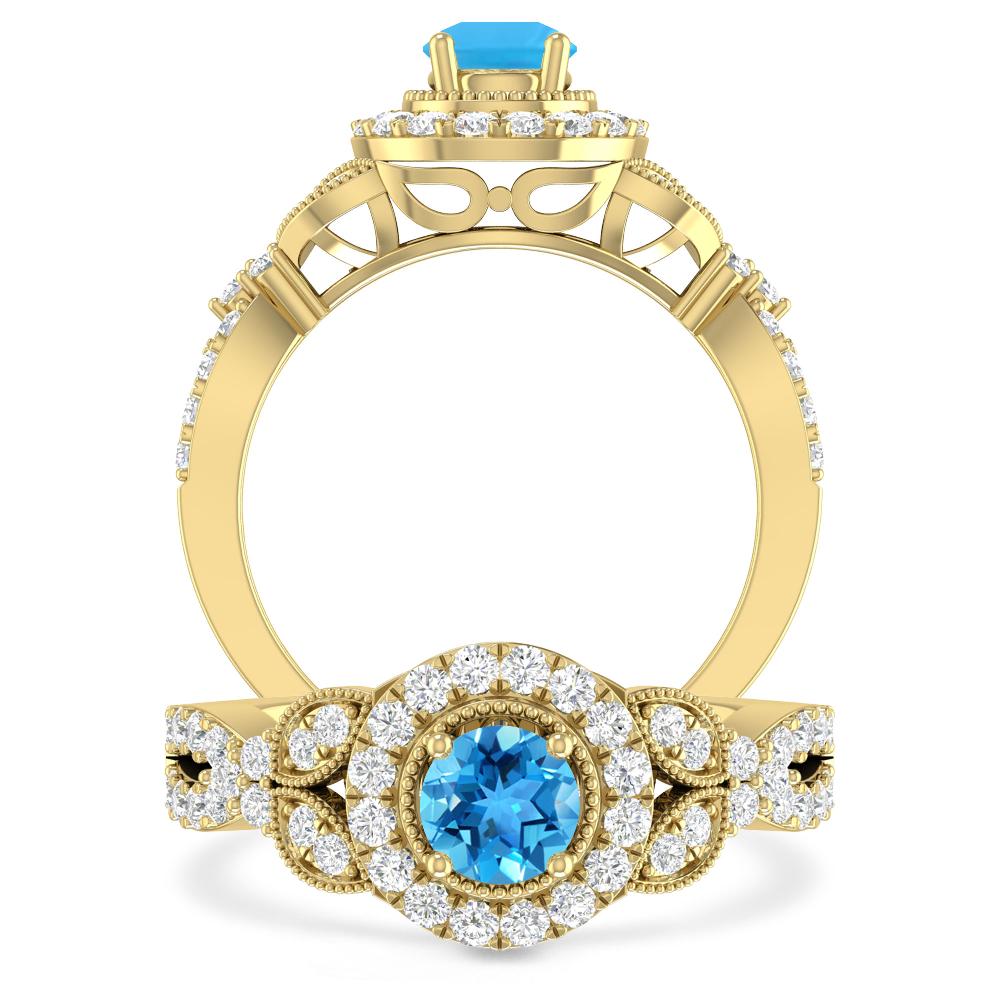 Yellow Gold - Blue Topaz