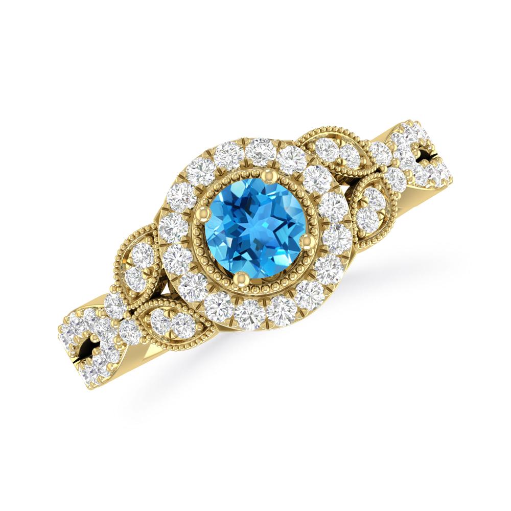 Yellow Gold - Blue Topaz