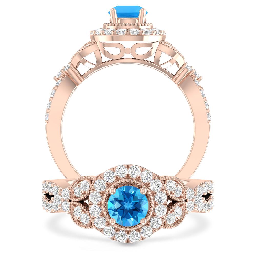 Rose Gold - Blue Topaz