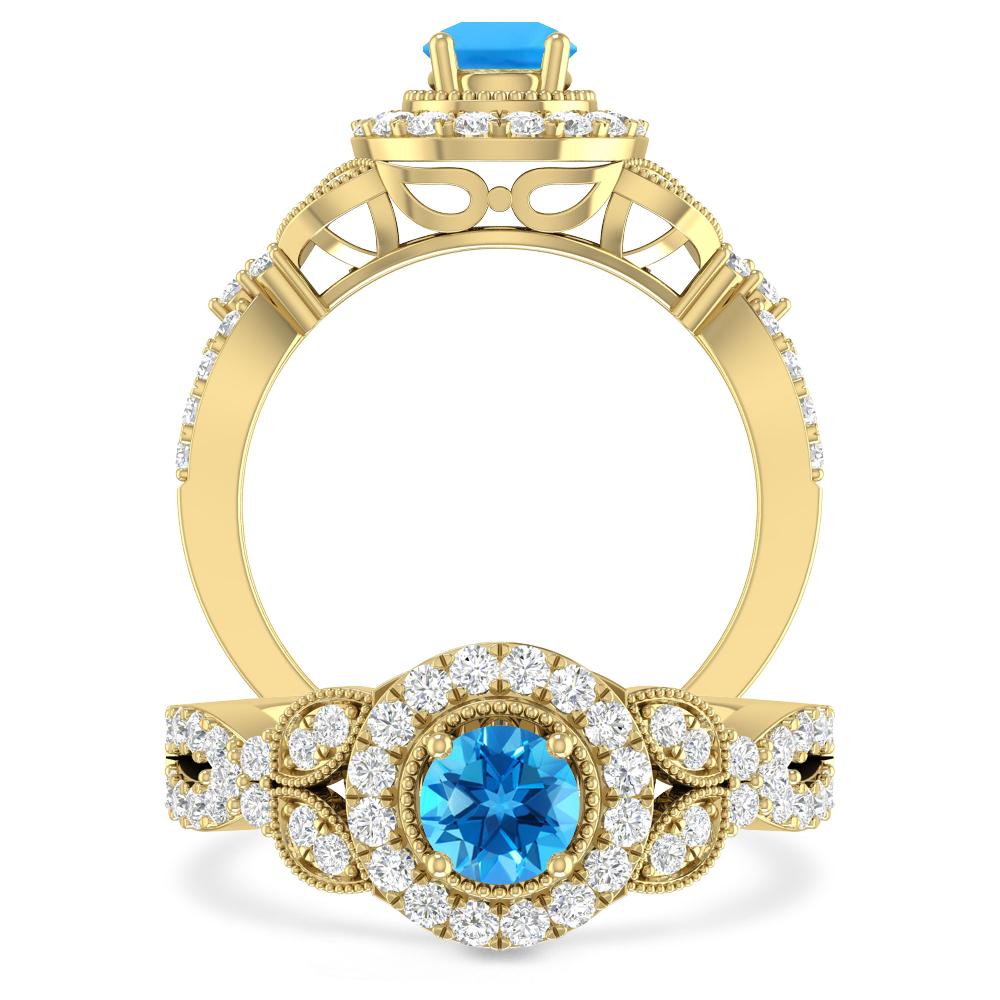 Yellow Gold - Blue Topaz