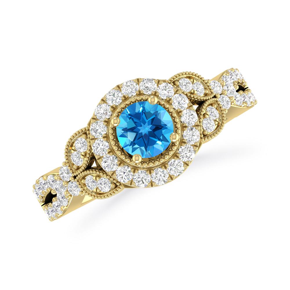 Yellow Gold - Blue Topaz