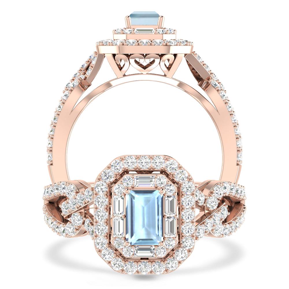 Rose Gold - Aquamarine